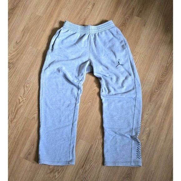 Air Jordan Sweatpants Mens Small Gray Baggy Wide Leg Casual Jumpman Fleece Lined - Picture 1 of 10